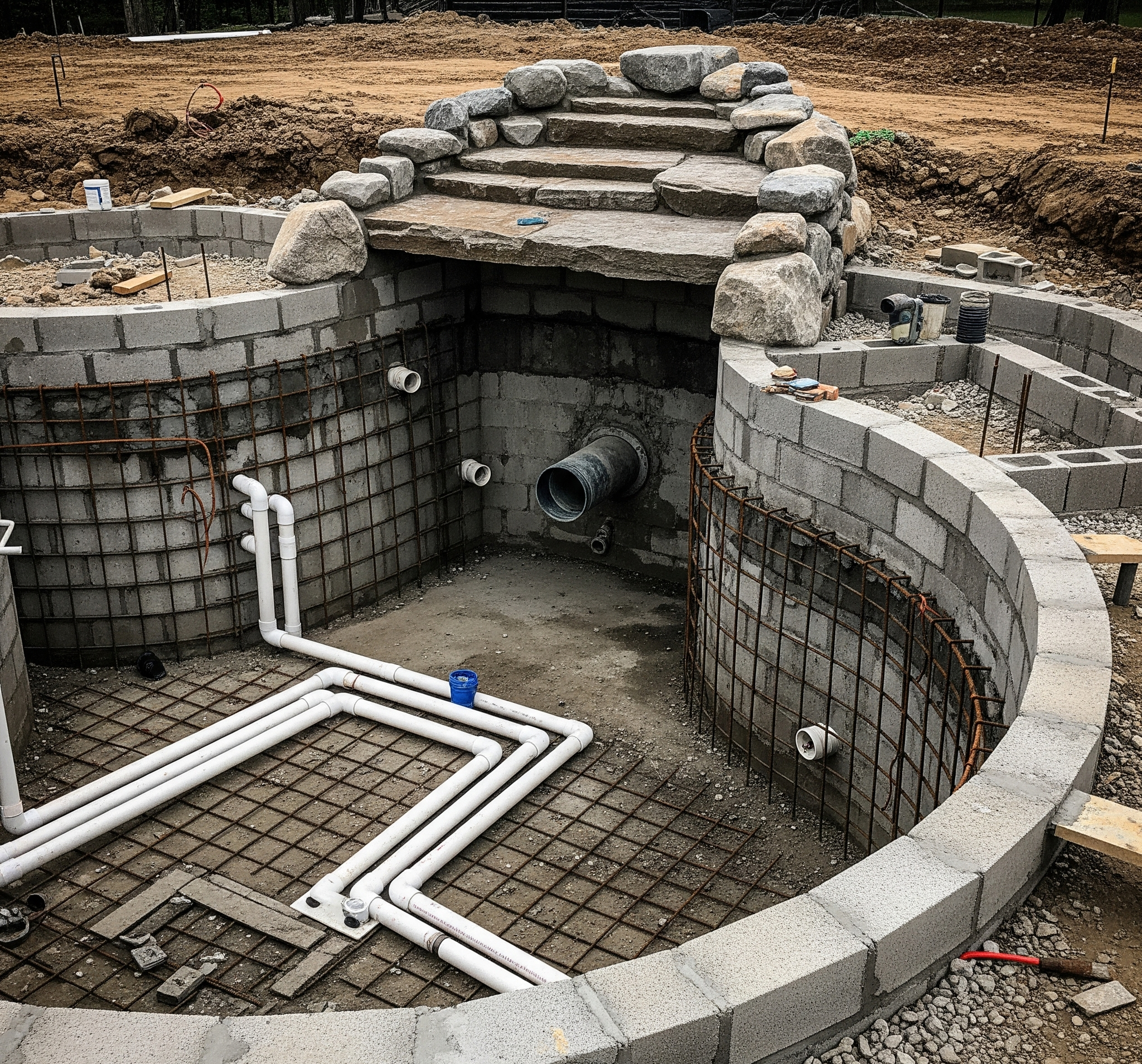 Construcción de alberca después